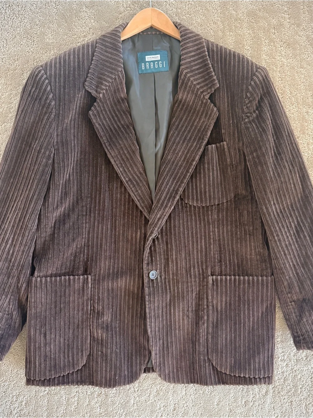 Braggi Louis Raphael Brown Wide Wale Corduroy Blazer 42R